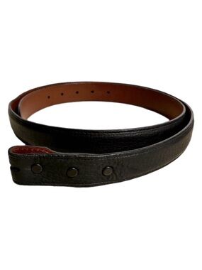 Rewards Black Pebbled Bison Leather Belt Size 42 Western Minimalist No Buckle